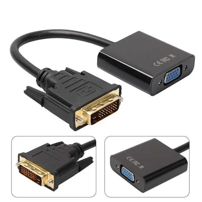 DVI-D 24+1 Pin Male to VGA 15Pin Female DVI Male to VGA Female Active Cable Adapter Converter for TV PS3 PS4 PC Display 1080P