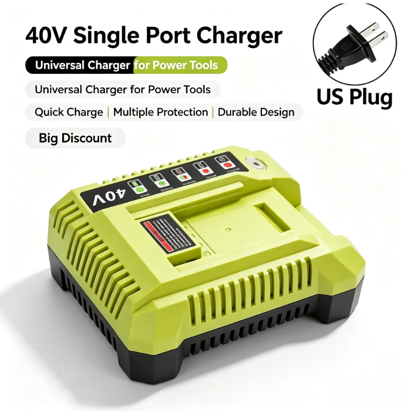 Ryobi 40V Garden Tool Battery Charger Compatible OP4015 OP4026A OP4040 OP4050A Lithium‑ion Battery Pack For Outdoor Power Tools