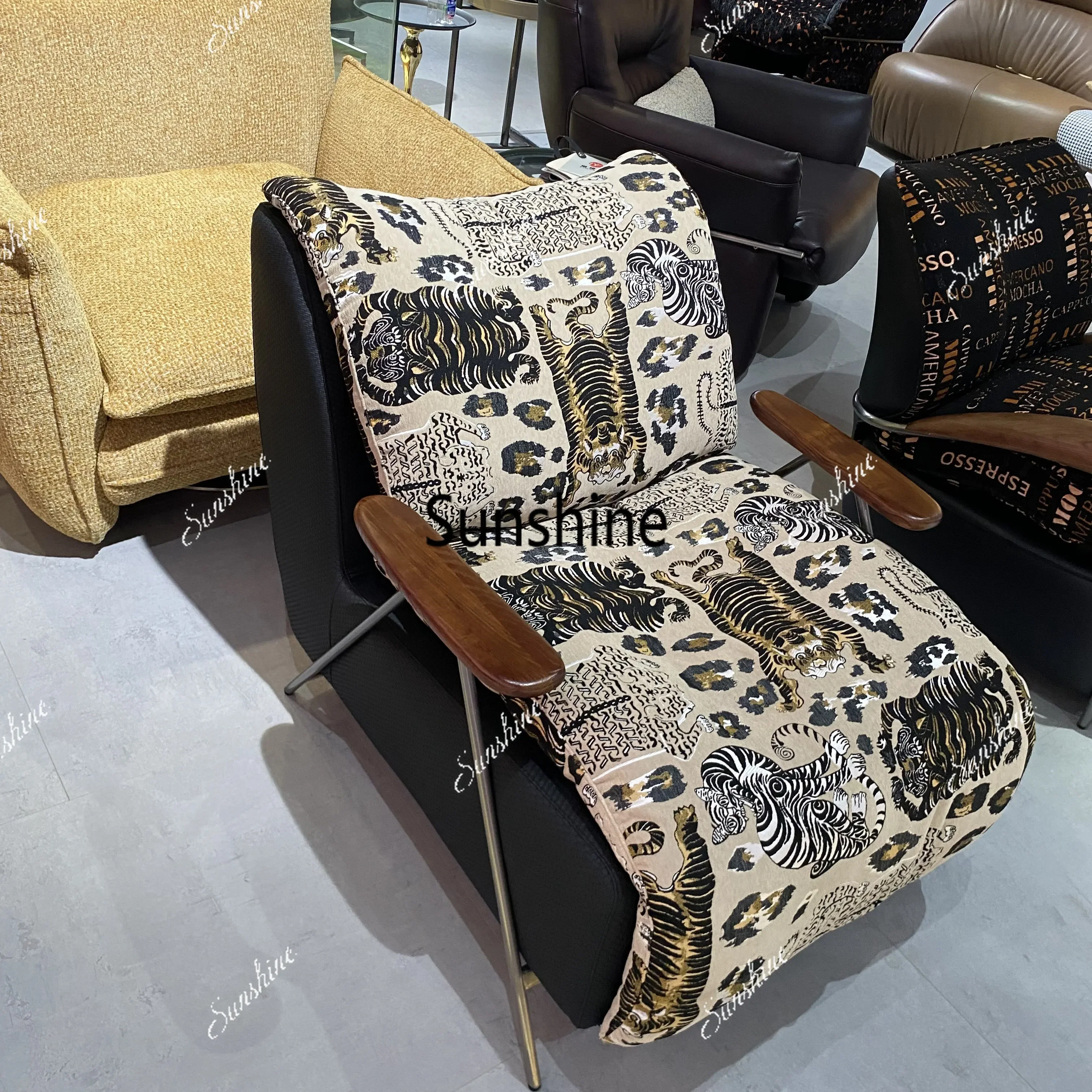 YYLight luxury tiger pattern single sofa chair modern simple living room bedroom