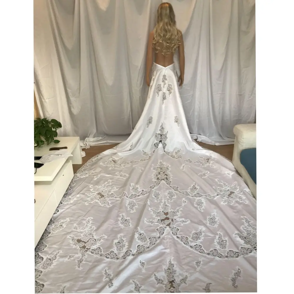 Instock Now Stock Sample Cleanrance Detachable Wedding Dresses Long Train Hollow Lace For Bride kisswhite