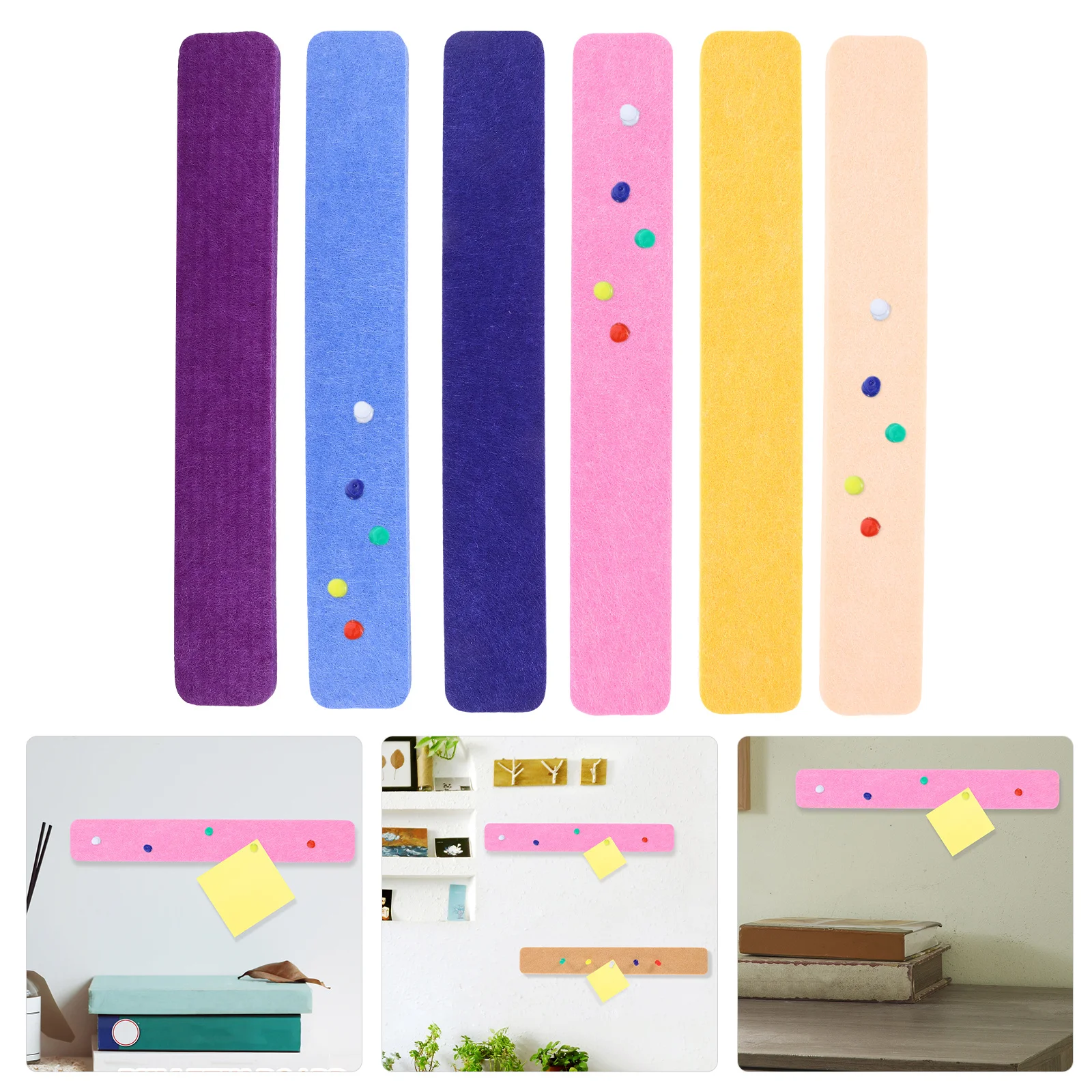 6 قطعة شرائط لوحة الإعلانات اللباد لوحات دبوس للجدران سهلة التركيب طويلة الأمد استخدام التصميم العملي شرائط مذكرة الزخرفية