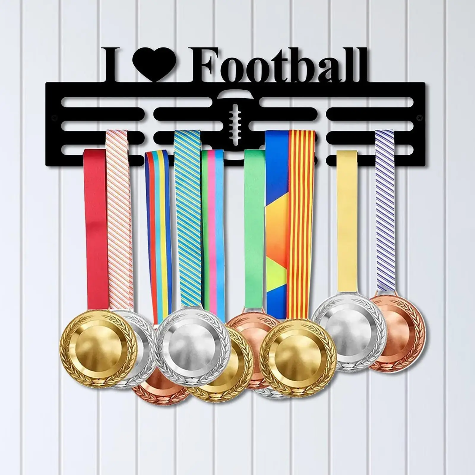 Home Decor Wall Mount Medal Hanger Display with Hooks for Sports Awards Ribbon Organizer Trophy Shelf Gymnastics Running