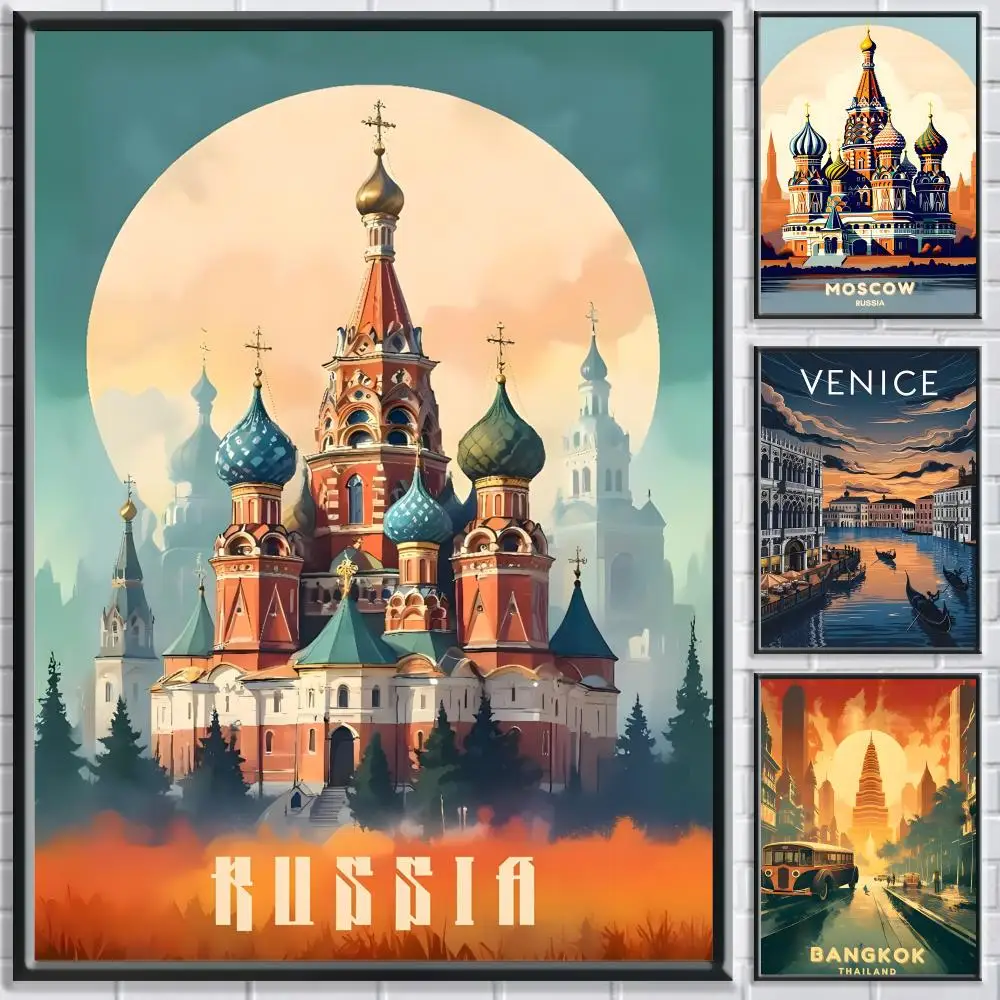 ملصق مدينة السفر الحديثة لغرفة النوم وغرفة المعيشة والدراسة وما بعد ذلك ديكور ذاتي اللصق + هدية مثالية