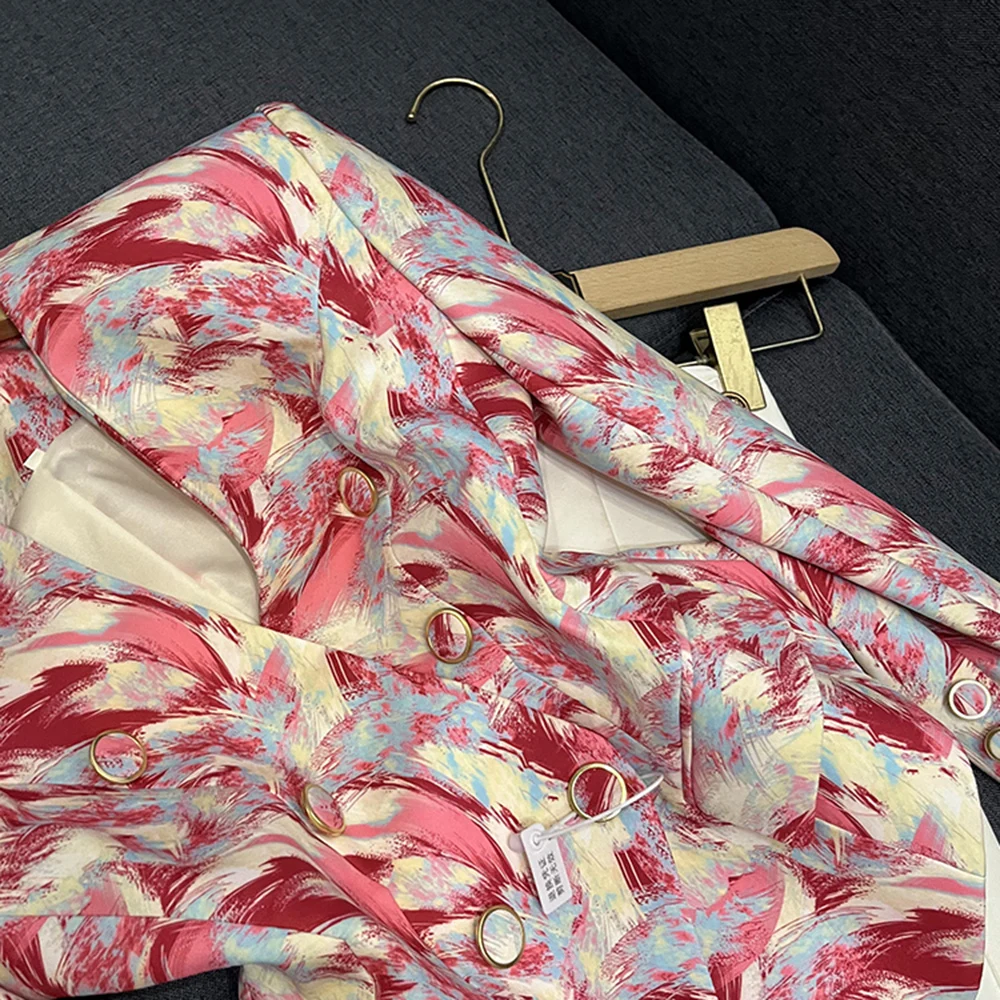 TWOTWINSTYLE سترات فضفاضة ملونة للنساء طية صدر السترة كم طويل تقسم جيب مزاجه السترة أنثى موضة جديدة KJA539787 #4