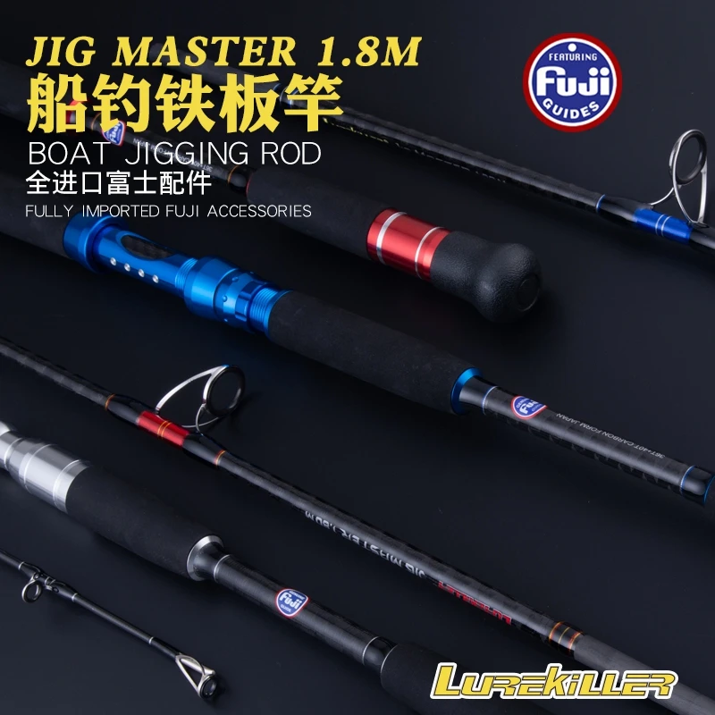 WinsCraft Fuji Carbon Boat Jigging Fishing Rod, Ultralight Ocean Boat, Fishing Rod for Big Thing, Weight 37kg, 1.68M, 1.8m