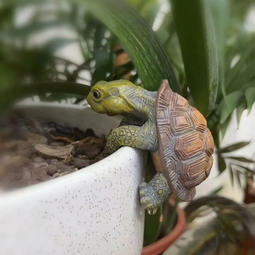 Adornos colgantes de tortuga 3D hechos a mano, maceta de tortuga pequeña de dibujos animados, adornos decorativos de tortuga simulada, paisajismo de piscina