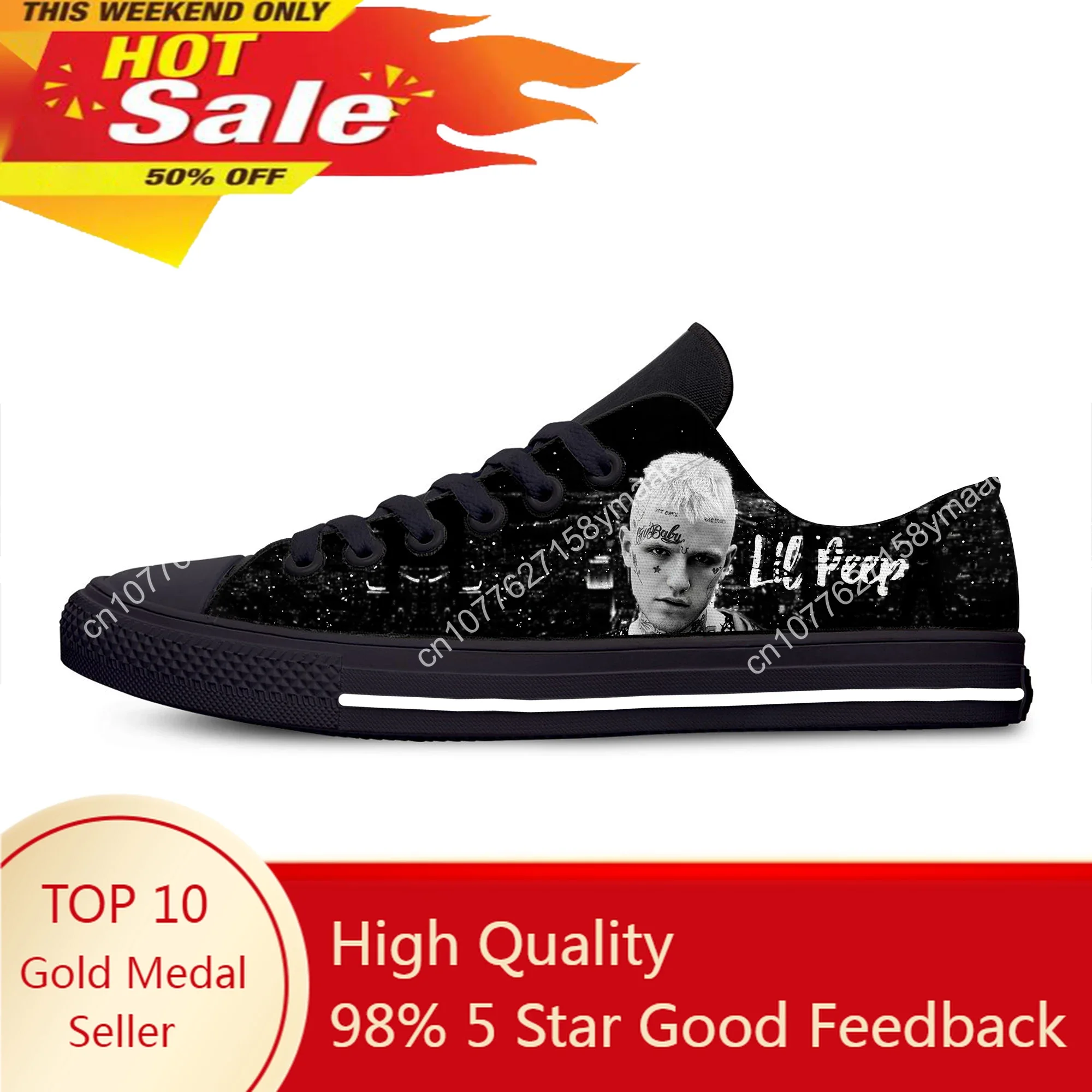 

Hip Hop Rapper Lil Peep Hot Cool Popular Casual Cloth Shoes Low Top Breathable Lightweight Sneakers 3D Print For Men Women