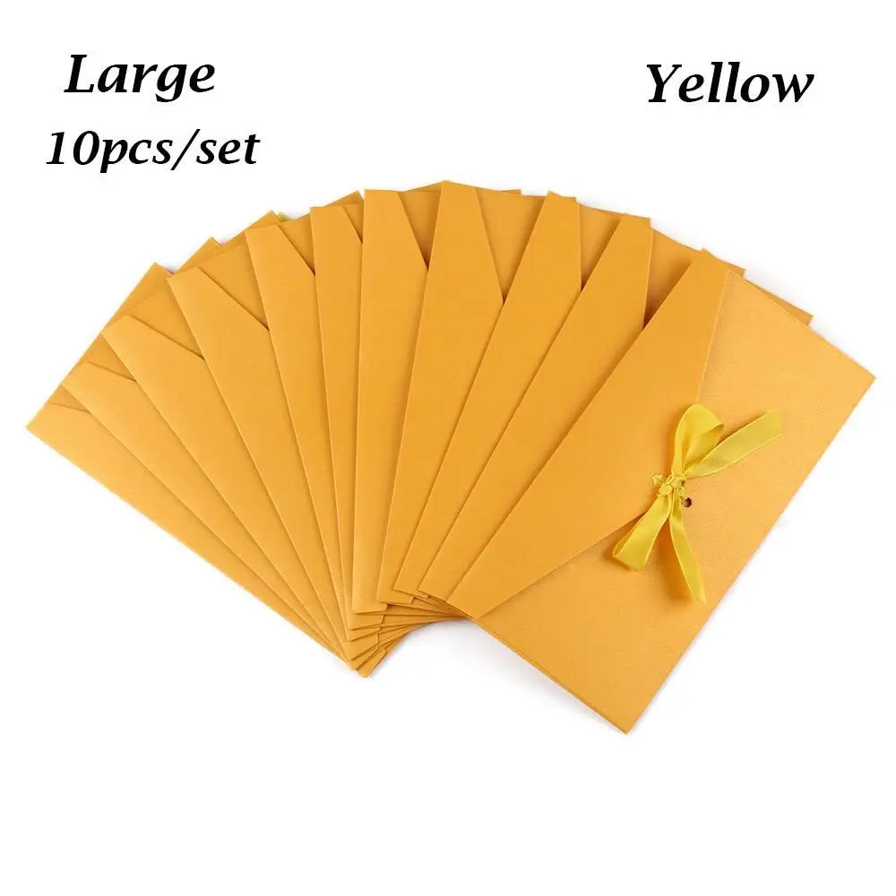 

10 Pcs/ Set Wedding Invited Retro Bow Multicolor Ribbon Mailer Envelope Pearlescent Paper Envelop Greeting Card Bags