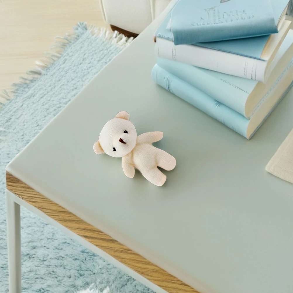 

16 Pcs Mini Bear Key Pendant Keychain Decor Beige Valentine Stuffed Animals Toys Small Joint Bare Pendants