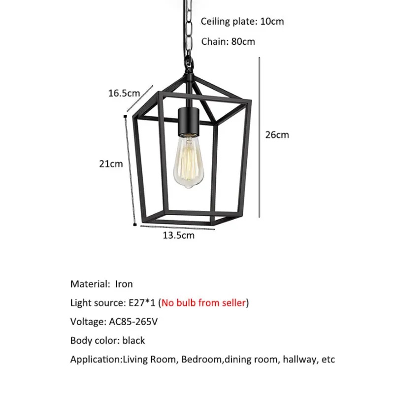 American Retro Iron Art Vintage Pendant Light Creativity Restaurant Living Room Kitchen Study Aisle Lamp Coffee Shop Droplight