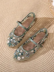 Floral Embroider Mesh Mary Janes Shoes Women Trasparent Elegant Flats Shoes Ladies Casual Summer Breathable Loafers Footwear