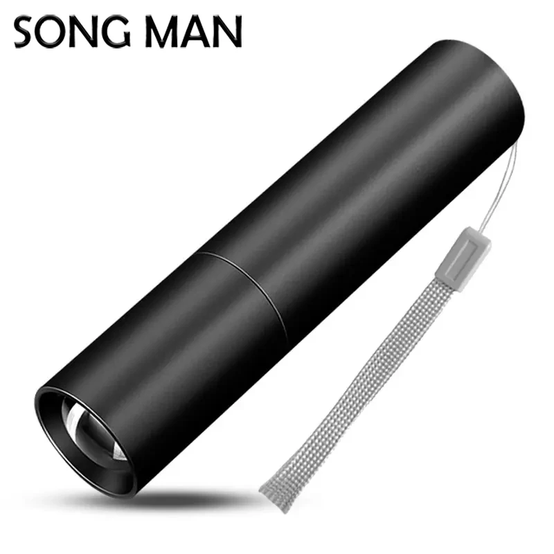 Mini Rechargeable Led Flashlight Waterproof Aluminum Alloy Torch USB Charging Super Bright Lantern Flashlight SONG MAN Fishing