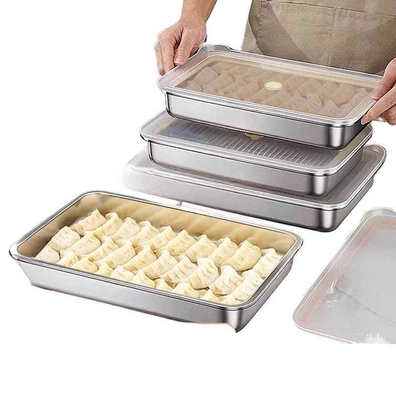 

316L stainless steel food grade dumpling box, special sealed and fresh-keeping wonton dumpling storage box for household