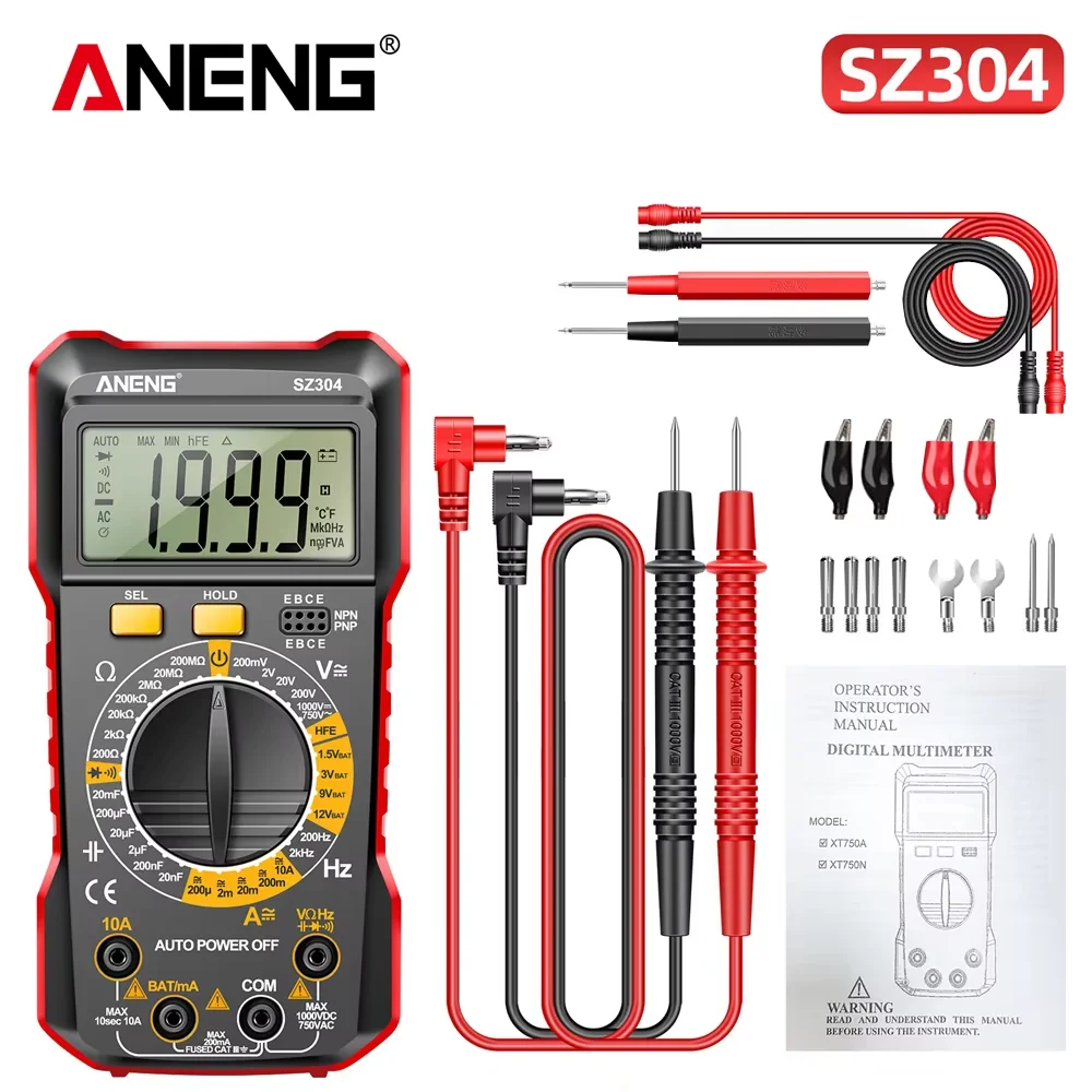 ANENG SZ304 Digitale Multimeter Detector AC/DC Spanning Stroom Weerstand Triode Elektricien Professionele Capaciteit Diode Test
