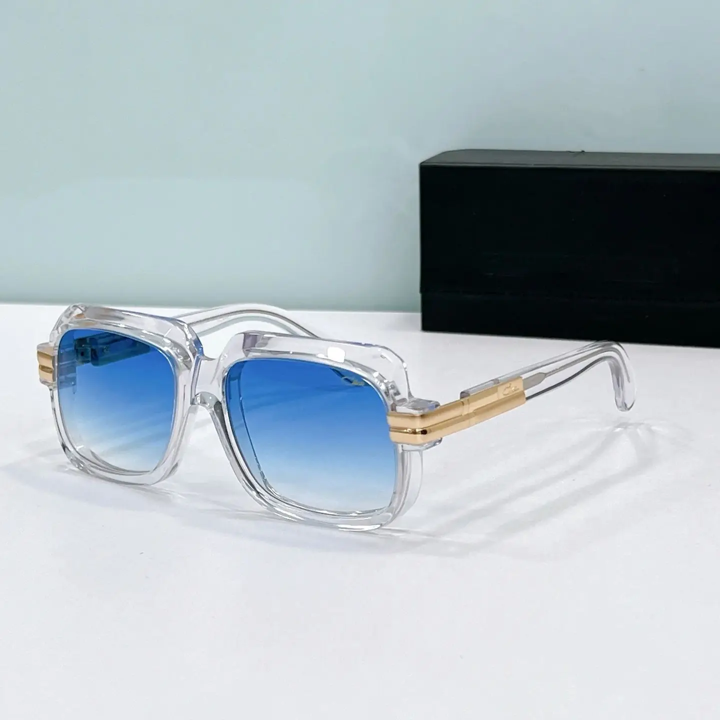 Original ACAZAL MOD607 Luxury Designer Top Quality UV400 Men Sunglasses Acetate Frame Gradient Blue Lenses Women Couple Eyewear