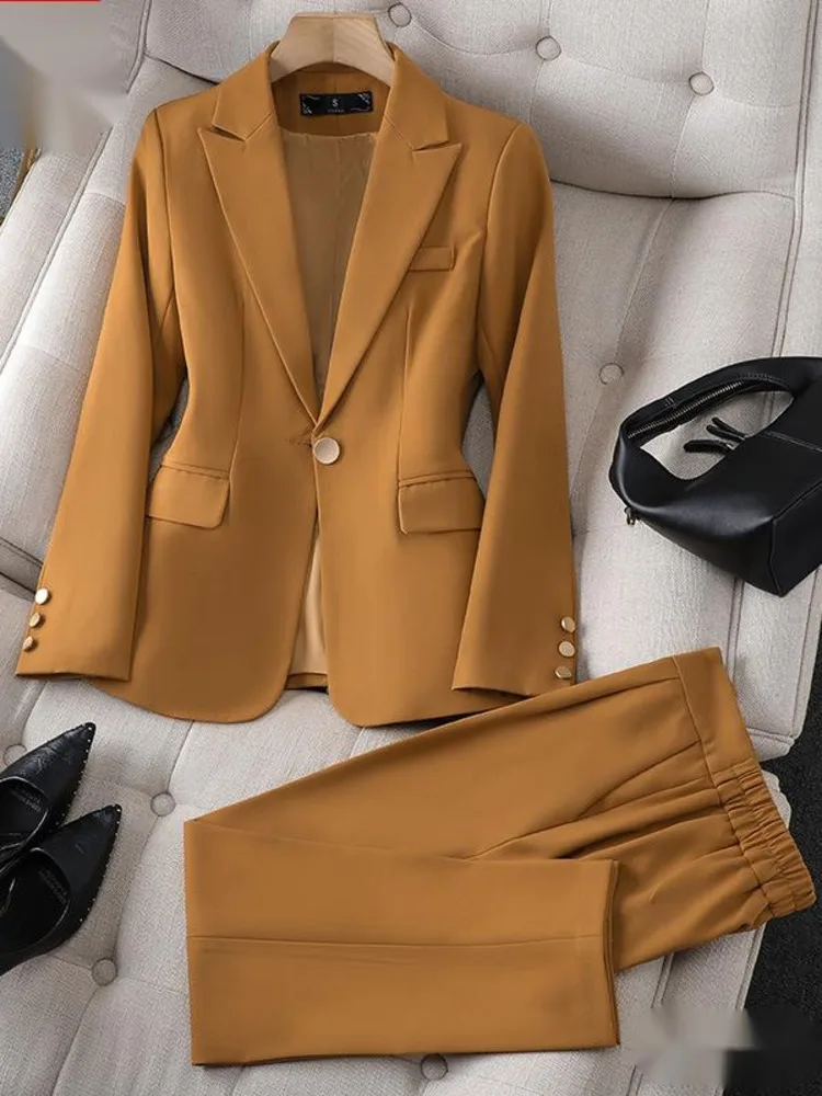 

New Blazer Women Office Casual Solid Long Sleeve Single Breasted Fashion Blazers Or Pants Elegant Chic Outerwear 2023