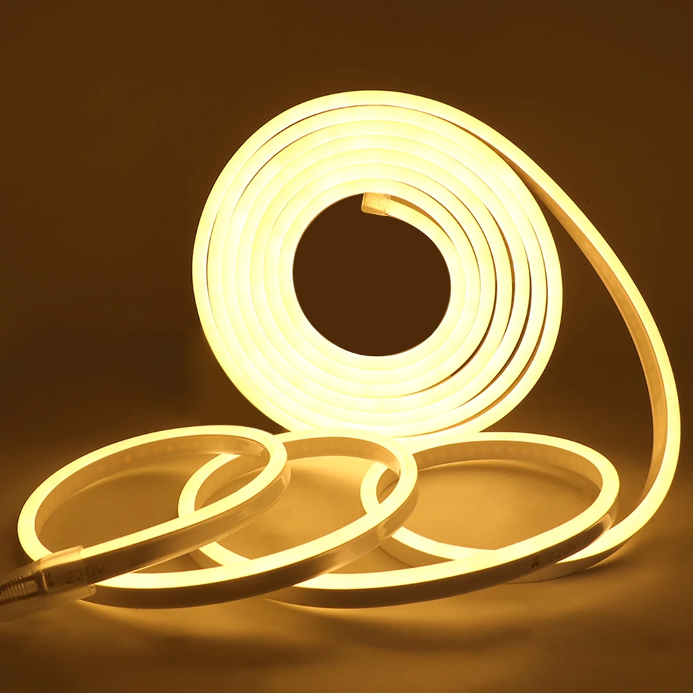 LED Strip EU 220V Neon Flex Rope Light Waterproof Outdoor Lighting 2835 120LEDs/m Ribbon Tape Flexible LED Neon Strip Night Lamp