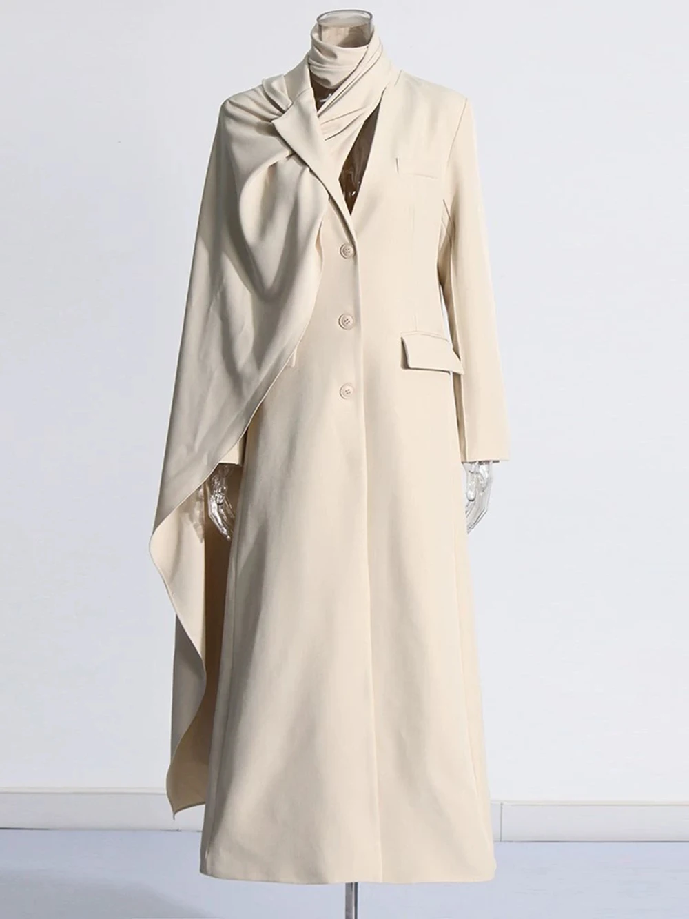 

2025 autumn new design scarf-style shawl slim fit long women's windbreaker jacket-GZXX975