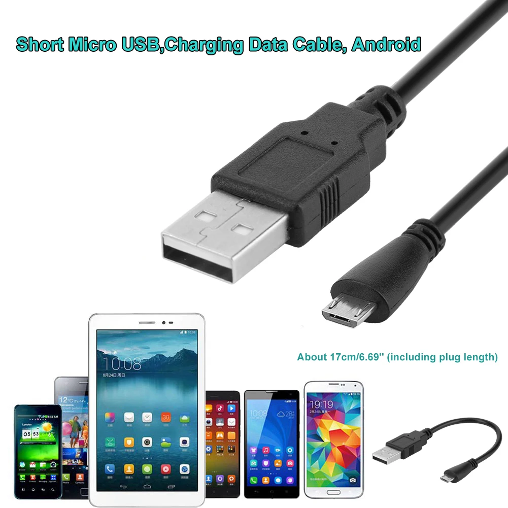 50cm Short Micro USB 1A Sync Charging Data Cable Cord Wire Smartphone Black Power Cable for Android Phone Tablet Power Bank