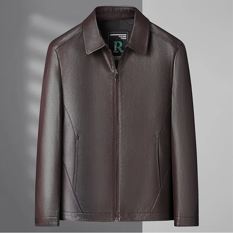 

High-quality, fashionable and stylish solid-color new leather jacket for men's autumn and winter casual thickened motorcycle men