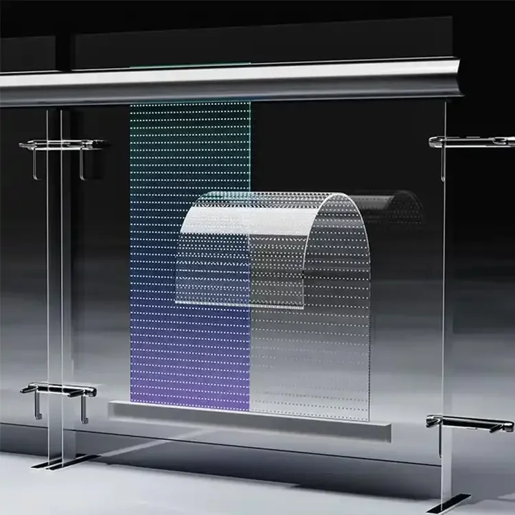 Película Adhesiva Transparente P6 P8 P10 para Pantallas LED, Pantalla LED Flexible Ultra Transparente para Publicidad en Interiores HD