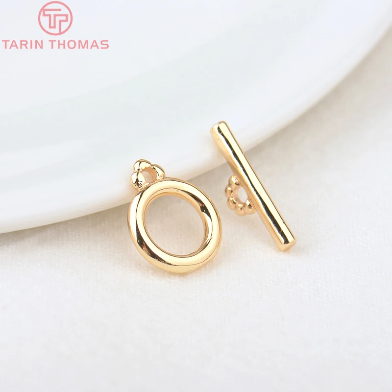 

(3359)6 Sets O:10MM T:14.5MM 24K Gold Color Plated Brass Bracelet O Toggle Clasps High Quality Diy Jewelry Accessories