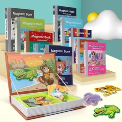 Cartoon Magnetic Book Kids Toy Puzzle Mix and Match Game with Box Montessori Advance Educational Games Childern Gift