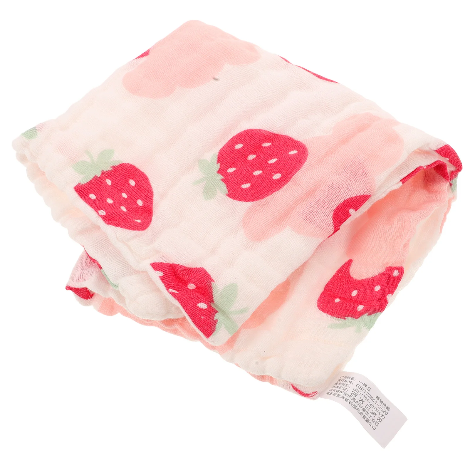 イチゴ柄モスリンベビー6重ガーゼタオル30x30cm柔らか吸収性ベビーよだれかけバンダナ型よだれかけ歯固め用イチゴ柄ブランケット