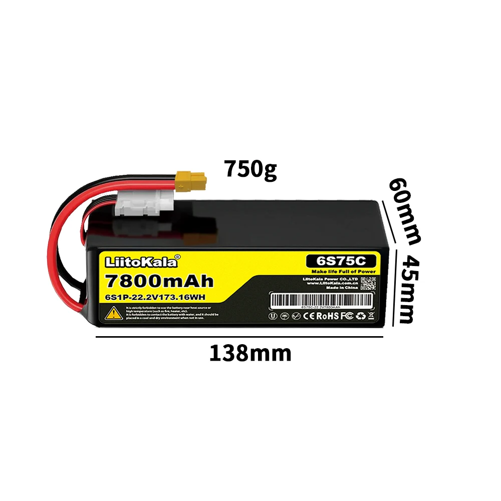 Liitokala Dron FPV para coche, helicóptero 22V 100C 80C 75C 60C 50C 30C 22AH 16AH 12AH 10AH 7800MAH 6000MAH 4200MAH