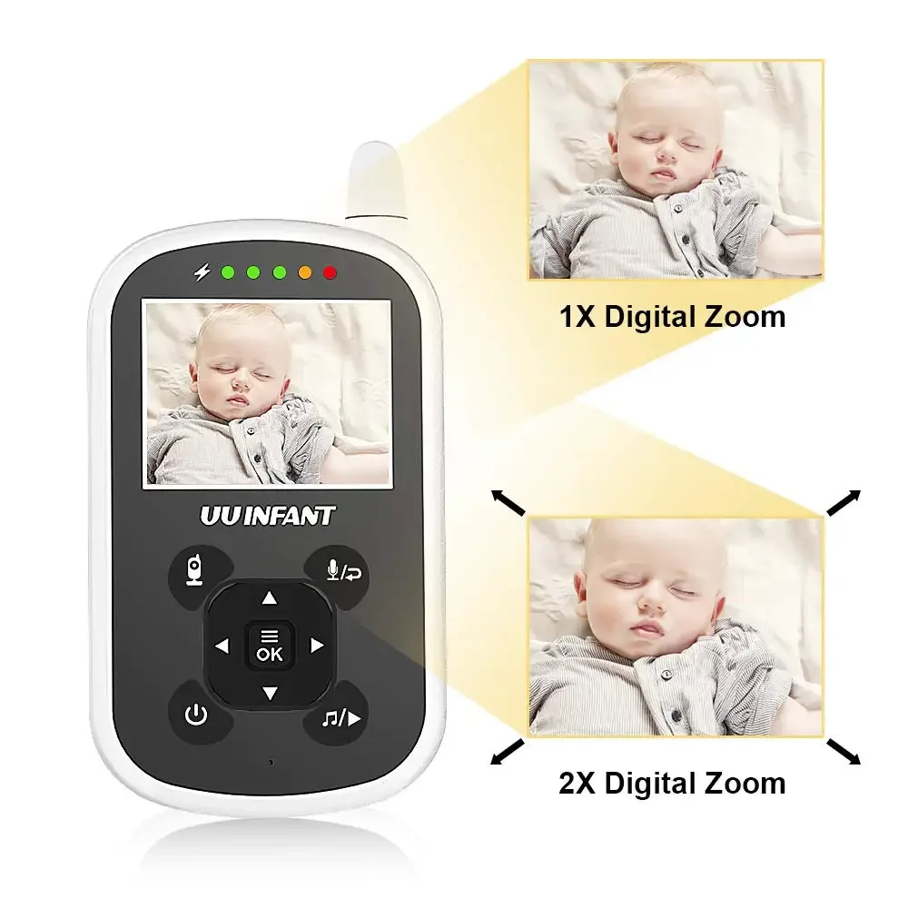 Moniteur vidéo pour bébé avec caméra, vision nocturne automatique, conversation bidirectionnelle, moniteur de température, berceuses, produits portables pour bébé