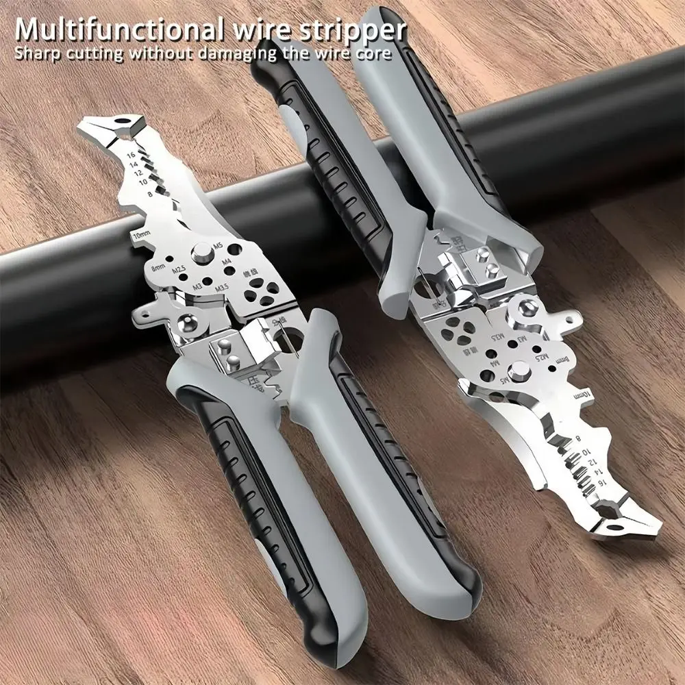 With Elbow Wire Stripper Pliers Wire Cutter Cut Line Automatic Wire Stripper Cable Wire Non-Slip Electrical Pliers Crimping Tool