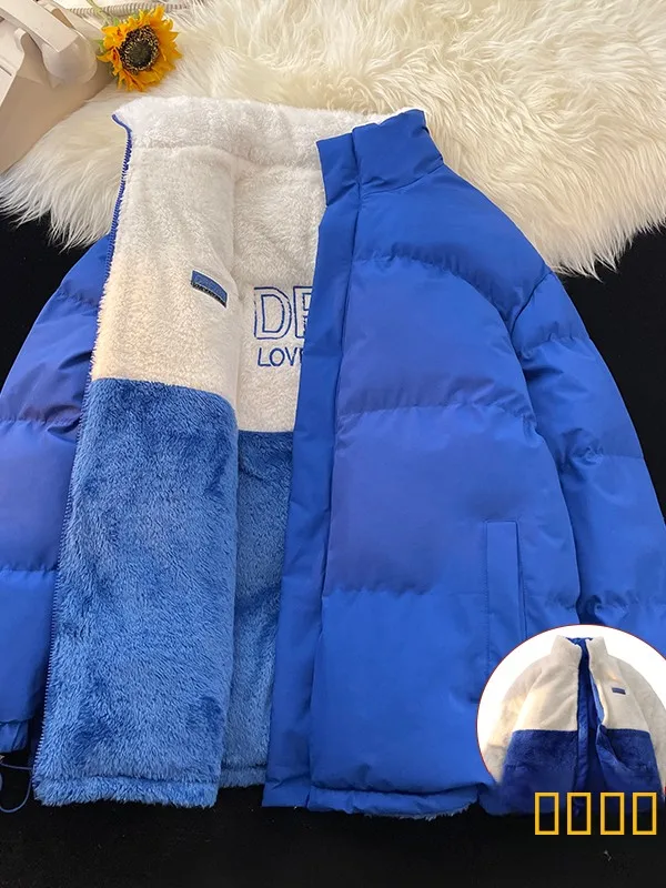 

Trendy Double-Sided Wear Cotton Jaet for Men Winter American Lamb Fur Outerwear Thiened Warm Top Embroidered Cotton Coat ...