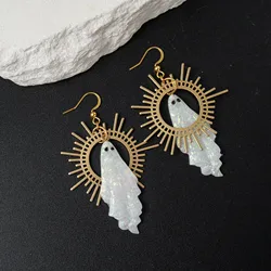 Goth Sun Ghost Star Ghost Earrings Halloween Handmade Earrings Resin Gothic Punk Style Horror Woman Witches Jewelry Dangle Gift