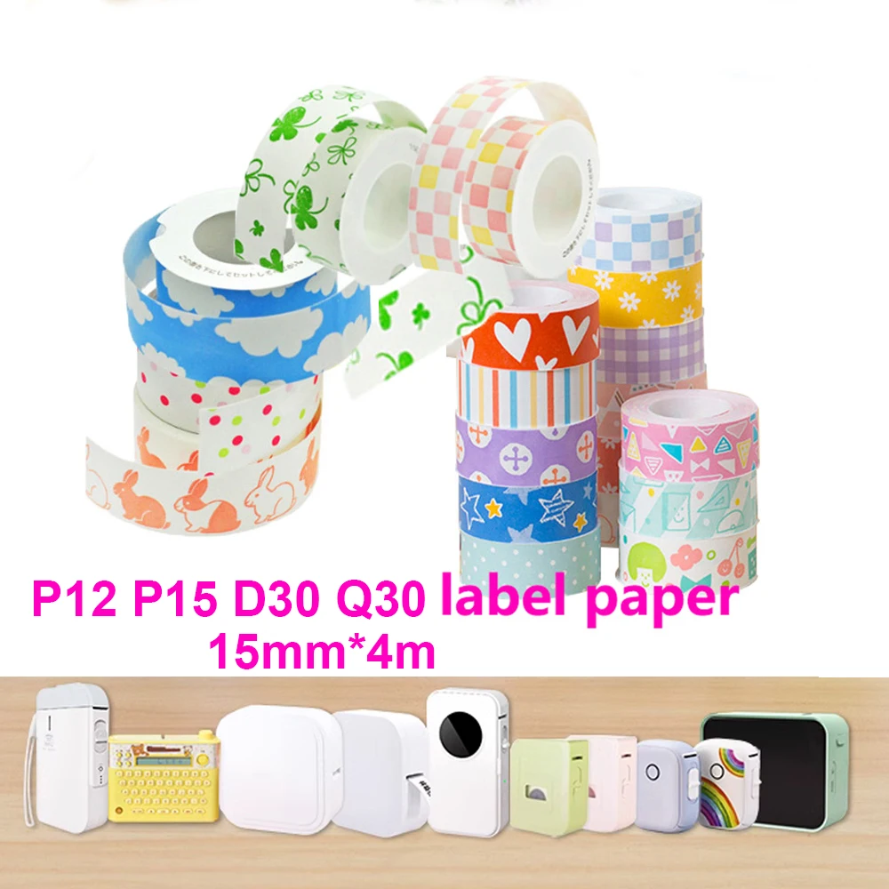 P12 Label Printer Paper Continuous Label Tape for Portable P15 P12 D32 D35 Q30 Bluetooth Thermal Label Maker DIY P12 Label Paper