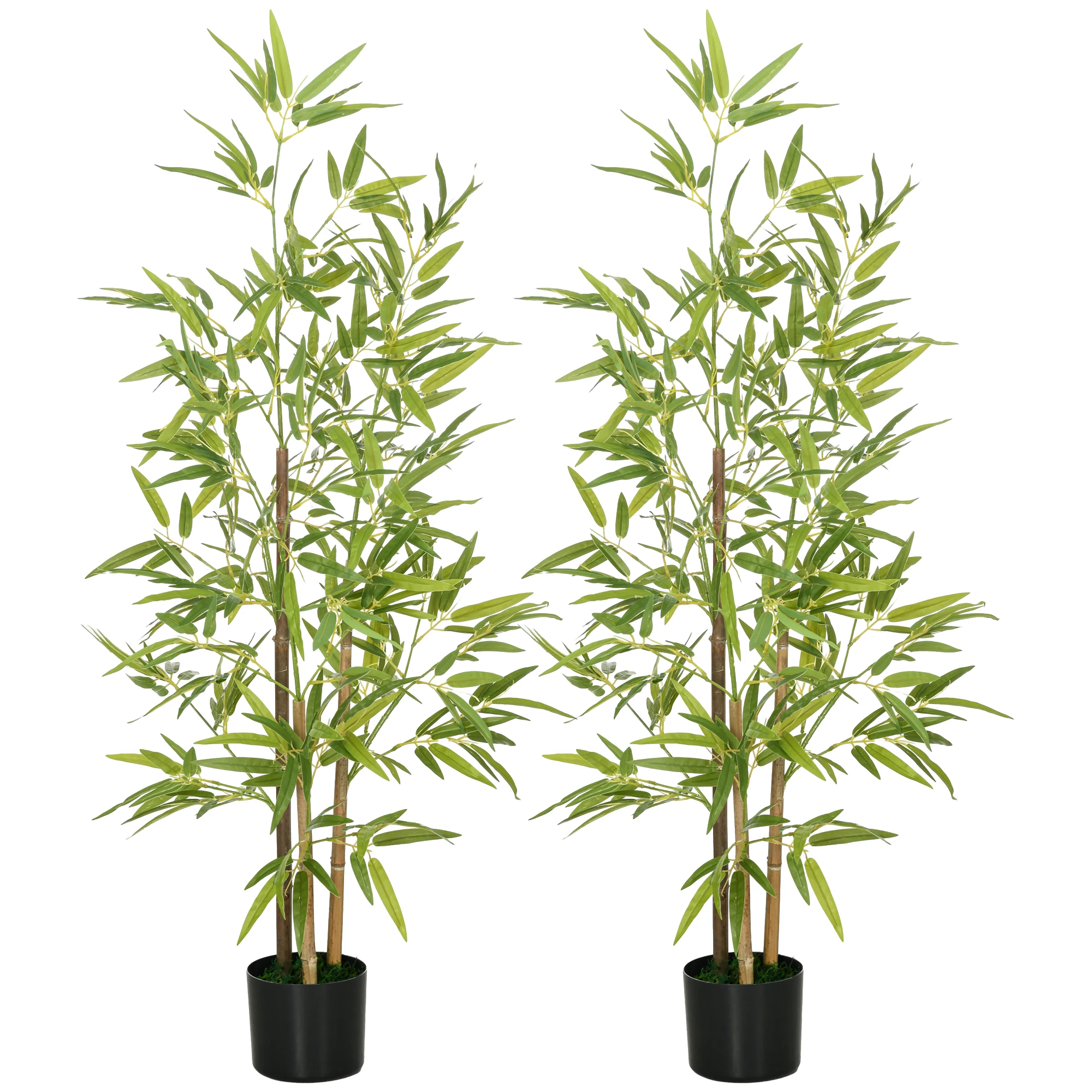 HOMCOM 2 pieces artificial plants with pot 498 leaves Ø 15x120 cm Green