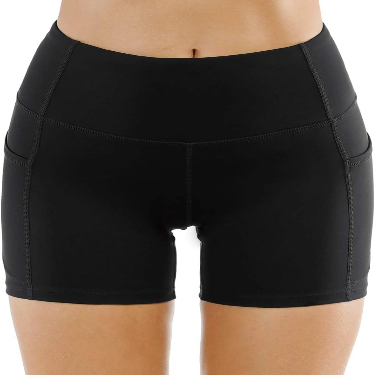 High Waist Yoga Shorts with Tummy Control and Deep Pockets for Women by THE GYM PEOPLE - Perfect for Fitness, Athletic Workouts,