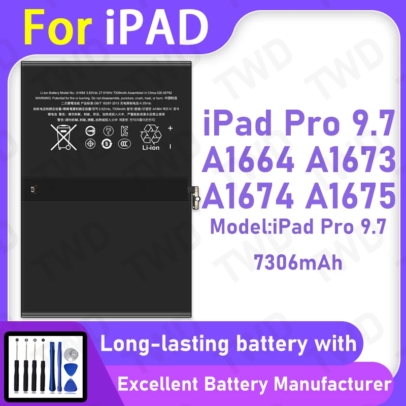

Brand New A1664 Battery For IPad Pro 9.7 Pro97 A1664 A1673 A1674 A1675 tablet Repair Part Capacity Tablet Batteries