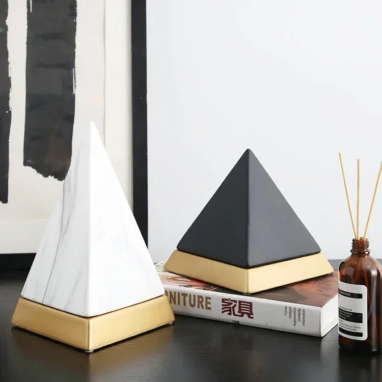 Light luxury pyramid decoration simple modern soft decoration in northern Europe living room office wine cabinet decoration