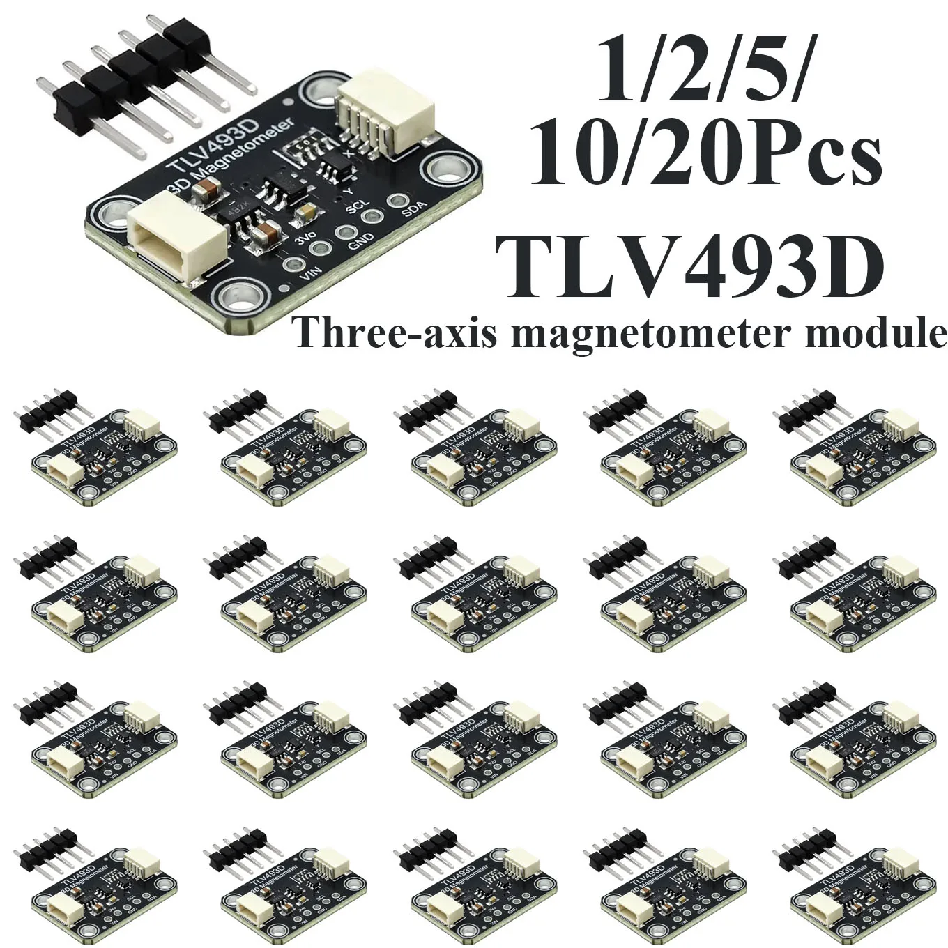 1~20Pcs TLV493D 4366 3 Axis Magnetometer Module STEMMA QT Qwiic Connector I2C Digital Magnetic Field Sensor Position Detection