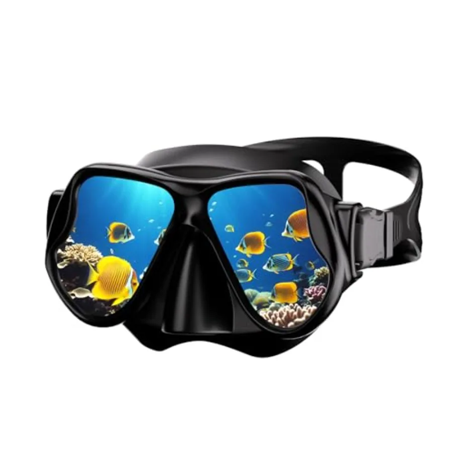 

Scuba Mask, Diving Mask with Anti-Fog HD Tempered Glass Diving Goggles Nose Cover, Snorkel Mask for Adults Diving Snorkeling Sw