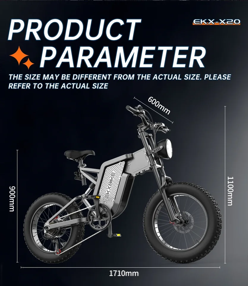 Electric Motorcycle X20 Adult Electric Bicycle 48V35AH Lithium Battery Mountain Ebike 20Inch Road E-Bike Moped Electric Bike image 7
