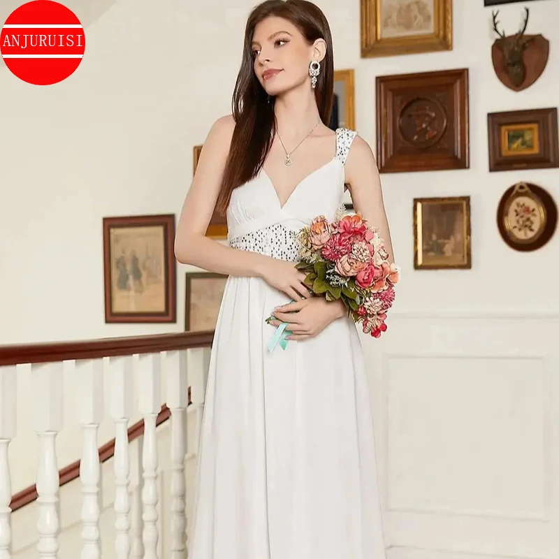 

Sexy halter Wedding Dress Sparkly White elegant skinny high waist train bridesmaid dress