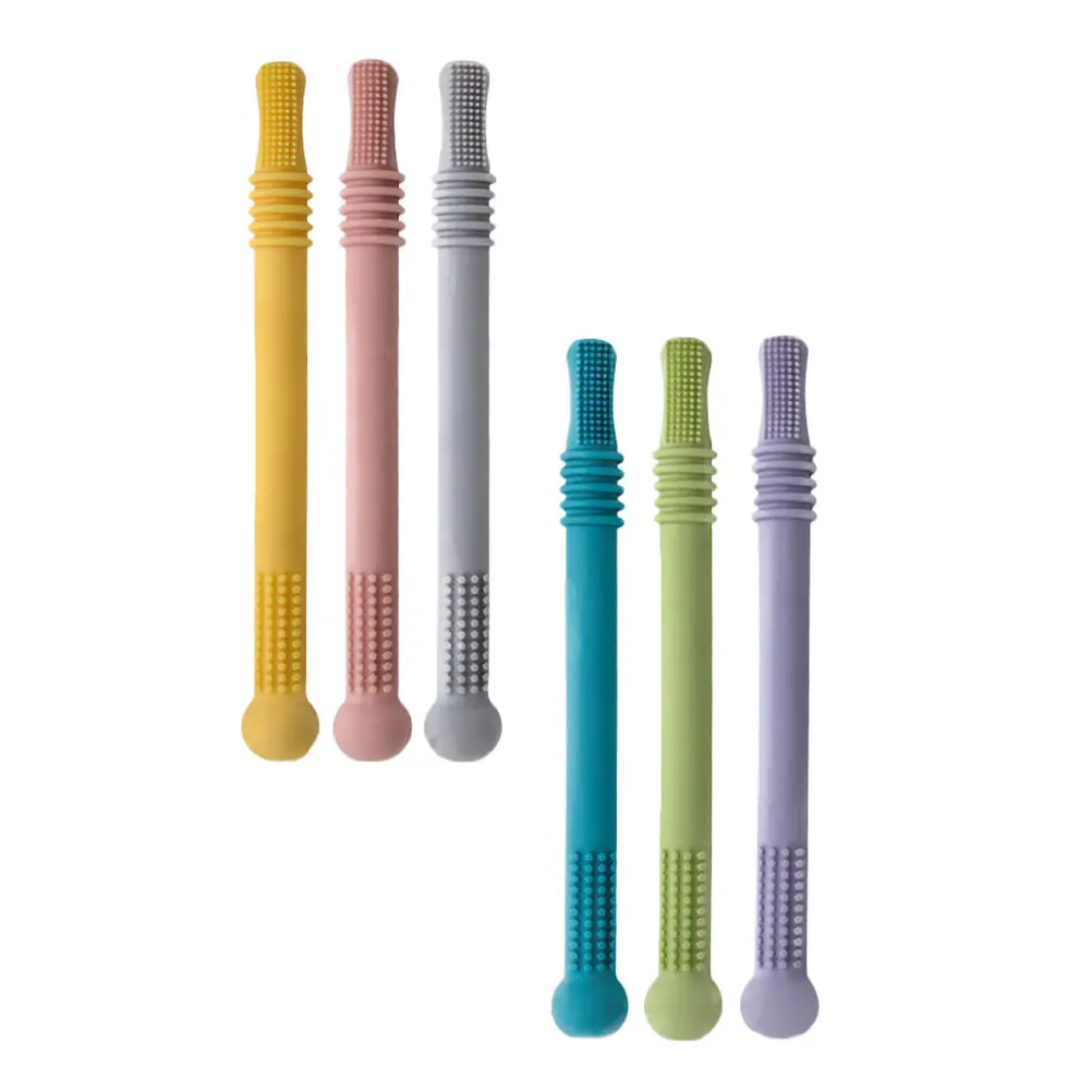 

6 Pcs Hollow for Babies Soft Molar Sticks Baby Teether Toys Straw Tube Toddlers Food Grade Silicone Safe No Smell