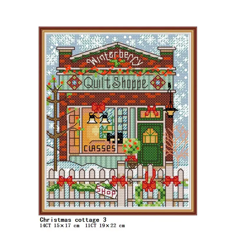 Christmas cottage pattern Mini kit punto croce scenario invernale fai-da-te 14CT 11CT count stampa su tela ricamo cucito artigianato