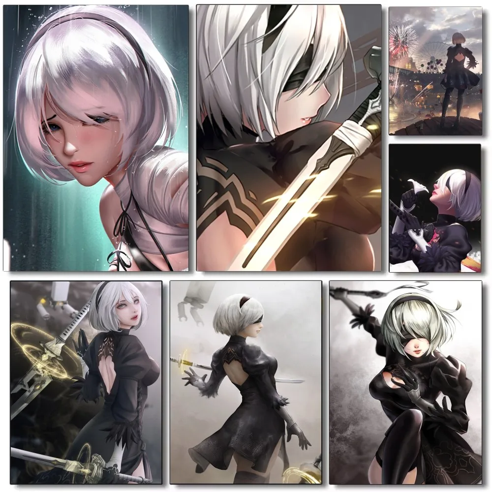 1pc NieR Automata Poster Self-adhesive Art Waterproof Paper Sticker Coffee House Bar Room Wall Decor