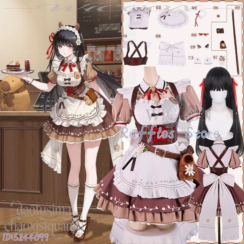 

Аниме-игра Zenless Zone Zero Косплей CHISA Корейский кафе Костюм кроссовера Kawaii Коричневый наряд горничной Sweet Lolita Christmas 코스프레