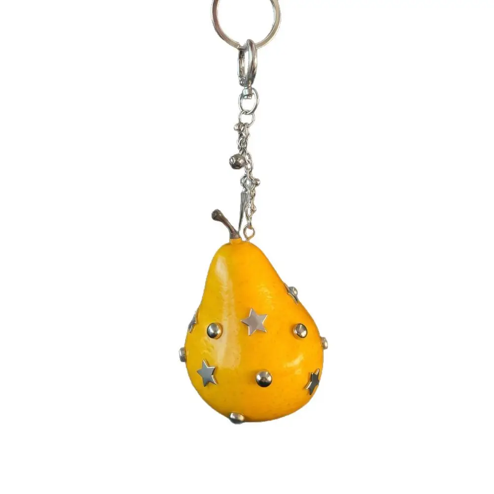 Cute Y2K Simulation Fruit Keychain Metal Lolita Star Rivet Bag Charm Punk Subculture Pu Fruits Bag Pendant Hanging Accessory