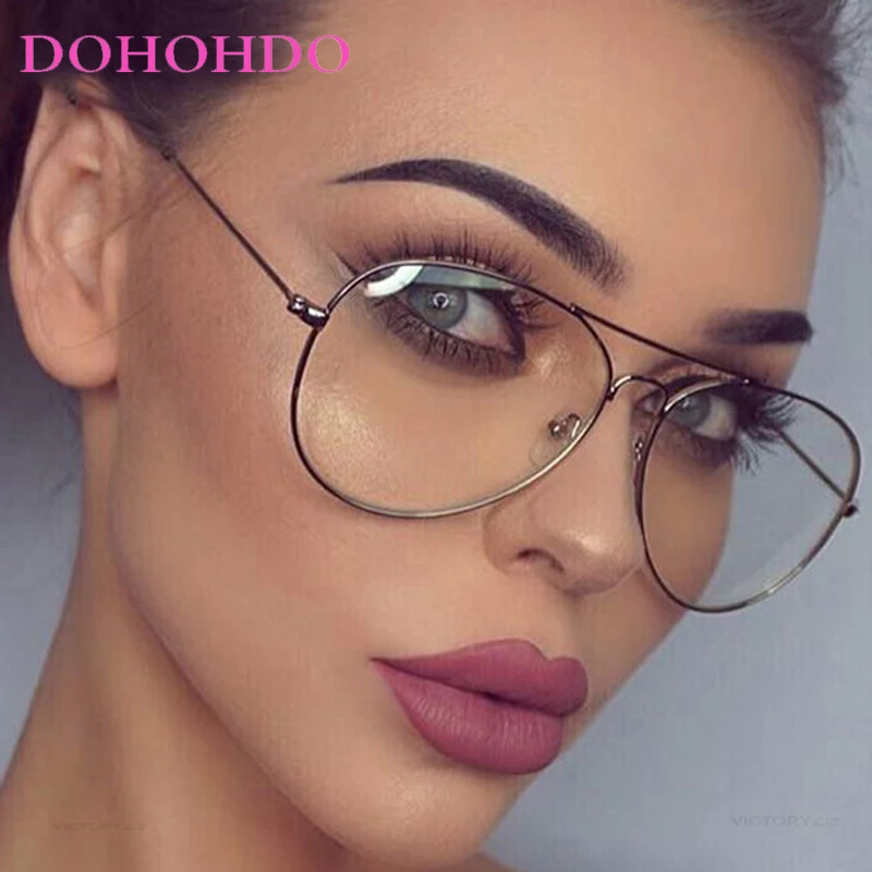 

Vintage Oversized Pilot Metal Women Man Decorative Glasses Brand Designer Eyeglasses Street Photography Travel Eyewear очки
