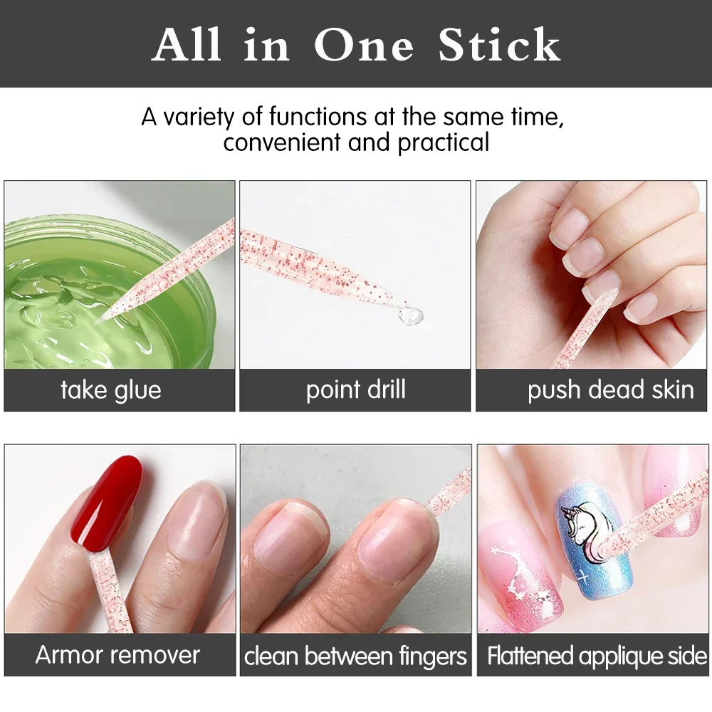 Sdotter 25pcs Crystal Stick Nail Art Cuticle Pusher Double End Reusable Remover Cuticle Regrowth Pedicure Manicures Nail Accesso