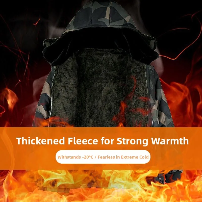 Thiened Fce 위장 작업복 세트 방수 냉장 작업 보호복 따뜻한 겨울 자켓 바지 앙상블